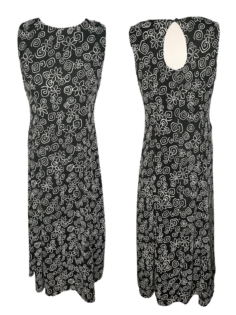 Vintage Sag Harbor black & white Monochrome flower power Dress